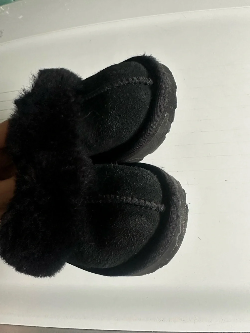 UGG Black Fuzzy Backstrap Slippers